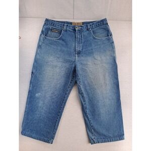 Vtg Brooklyn Express Jeans Mens 38x26 Short 3/4 Carpenter Baggy Wide Y2K W40"